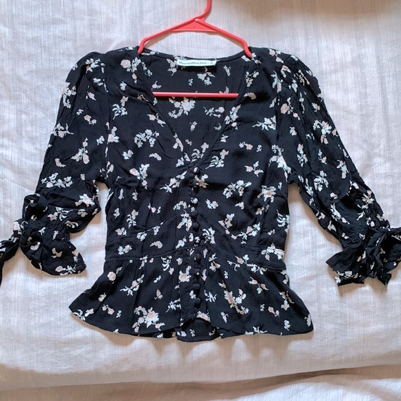 NWT A&F Abercrombie & Fitch floral corset peplum blouse - Picture 1 of 10